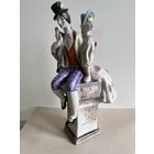 СТАТУЭТКА ФАРФОРОВАЯ  "ПАСТУШКА И ТРУБОЧИСТ". БОЛЬШОЙ РАЗМЕР - 32*16*11 СМ. 1976-1991 ГОДА. КИЕВ. КЭКХЗ. УКРАИНА. 1960-Е ГОДА. СМ.ФОТО И ОПИСАНИЕ.