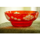 Ваза красное стекло ( диаметр 20 см , высота 8,5 см )