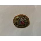 Брошь Розы фарфор оправа в технике Дамаскин Испания винтаж