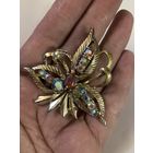 Брошь Веточка Exquisite стразы Аврора Бореалис Англия 60-е