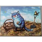 Картошка. Синие коты. Ирина Зенюк. Открытка, глянец, 2019.