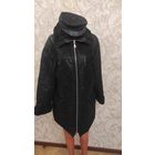 Куртка зимняя натуральная кожа 52-54 размер, с лазерной обработкой. Цвет угольно черный. Длина 84 см, ПОгруди 62 см, ПОбедер 64 см, длина рукава 56 + 6,5 см отворота. Очень теплая и красивая.