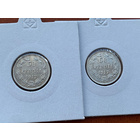 50 пенни 1917 (с коронами и без корон) UNC MS - 2 шт.