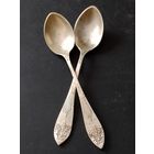 Ложечки миниатюрные кофейные 2 шт. латунь серебрение 19 в. Варшава