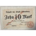 Банкнота 10 марок 1919 года, Гроссгельд, Ольденбург. Веймарская республика. С рубля без МЦ.