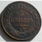 Россия, 5 копеек 1875 года, ЕМ