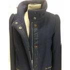 Пальто HM 42-44 Шерсть деми т. синее  стильное пальтишко от известной фирмы интересного фасона рукава фонариком , пальто на молнии и кнопках , карманы на молнии воротник откладывается или можно носить