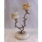 Подсвечник на две свечи Мраморный оникс Бронза Италия