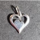 Кулон привеска Сердце серебро 925 лот #22, С РУБЛЯ! МНОГО ЛОТОВ С РУБЛЯ БЕЗ МЦ!