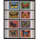 Аджман**  Фауна Бабочки серия 8 марок с полями