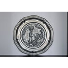 Настенная, декоративная, оловянная тарелка "Святой Губерт", клеймо, Германия.