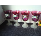 4 бокала с росписью и лепниной в отличном состоянии. Винтаж.