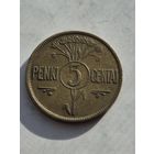 5 центов 1925 года. Литва - Первая Республика (1925 - 1938). Монета не чищена. 45245