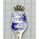 С 1 РУБЛЯ! СУВЕНИРНАЯ ЛОЖКА ДАНИЯ СЕРЕБРО ЭМАЛЬ ГЕРБ 925 ПРОБА