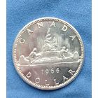 1 доллар, 1966 г.  Каноэ. Елизавета II.  Серебро