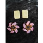 Клипсы Чехословакия с бусинами из стекла и СССР из кости