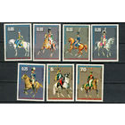 Экваториальная Гвинея - 1976 - Военная формаю Кавалерия - (на лицевой стороне отпечатки пальцев на зол. и сребр.покрытии) - [Mi. 775-781] - полная серия - 7 марок. MNH.  (Лот 54JC)-TG3P60