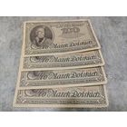 Банкнота 100 марок 1919 Костюшко бона лот 4 шт. по номерам с 1 рубля