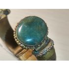 Браслет с вставками из натуральных камней (латунь, дерево), диаметр 6.5 см., есть дефекты.