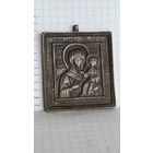 ИКОНА СМОЛЕНСКАЯ БОГОРОДИЦА ОБРАЗОК ПЛАСТИКА МЕДНОЛИТОЙ СПЛАВ 18  -19 ВЕК .