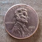 США 1 цент 2017 г., цент Линкольна, отметка мд: "Р" Филадельфия, KM# 468