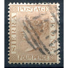 Британские колонии - Сьерра-Леоне - 1883/93г. - королева Виктория, 4 P, гаш - 1 марка - гашёная [Mi 20]. #4-B5-126-A-1