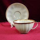 Чайная пара (чашка 250 мл с блюдцем) Золотая Лента, костяной фарфор. Дулёво
