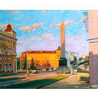 Городской пейзаж маслом "Минск, Площадь Победы"