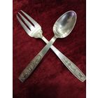 Набор десертный, ложка и вилка, советский Вьетнам, 900-я проба.