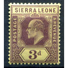 Британские колонии - Сьерра-Леоне - 1907/10г. - король Эдуард VII, 3 P - 1 марка - MH [Mi 73]. #4-B5-126-A-1