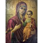 Старинная литография Пресвятая Богородица