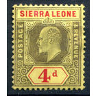 Британские колонии - Сьерра-Леоне - 1907/10г. - король Эдуард VII, 4 P - 1 марка - MH [Mi 74]. #4-B5-126-A-1