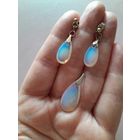 Лот: серьги и кулон. Стекло.