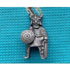 Фигурка эпохи Викингов. Божество или легендарный воин. Щит с Рунами. Меч в левой руке! Клеймо! Вес 38,47. Раннее Средневековье. Скандинавское серебро - сплав Ag и Pb 91/9 %