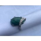 Кольцо СССР 925 трезуб  6хБ  Малахит и фионитики
