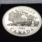 1 доллар Канады 1981 года. 100 лет трансконтинентальной железной дороге.Серебро.