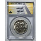 50 центов 1924 гугеноты ms 62 Anacs нечастая! Люкс!