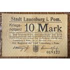 Банкнота 10 марок 1918 год. Лауэнбург-ин-Поммерн. Веймарская республика