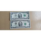 Памятная купюра 2 доллара США 2009 г.+ 2003г.