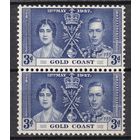 32a.BrKS. Великобритания. Колонии.  Золотой Берег. Коронация Георга VI и Елизаветы. 1937 г. 3P. Mi.#104. MNH. Пара.