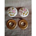 Ручки дверные СССР фарфор фаянс керамика ретро винтаж фарфоровые с розочками