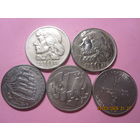 Юбилейные и редкие монеты Польши-10злотых 1960 и 1966г.20злотых 1980г. 100злотых 1984г. 10000злоттых 1991г.