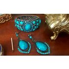 Бижутерия.Серьги и браслет под бирюзу
