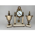 Старинные час, каминный набор из белого мрамора