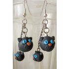 Серьги ручной работы "Чёрные коты"