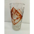 Ваза золотой цветок, высота 21 см. ГДР, хрусталь