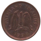 Заморская Территория Фолклендские Острова (Фолкленды). 1 пенни 1998. Фауна. Семья пингвинов.