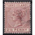 75.BrK. Великобритания. Колонии. Теркс и Кайкос. Виктория. Стандарт. 2 1/2 P. 1882 г. Mi.#25I.