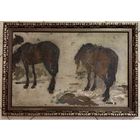 Крохалев П.С (Крохолев) "Лошадки", 1960г. Холст, масло.Размер 32х51,5 см.