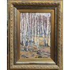 Жолток В.К "Родные берёзки", 1970г. Холст, масло. Размер 40,5х28 см.